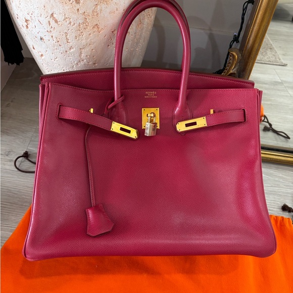 Authentic HERMES birkin 35 courchevel leather vermillion red satchel - Picture 2 of 16